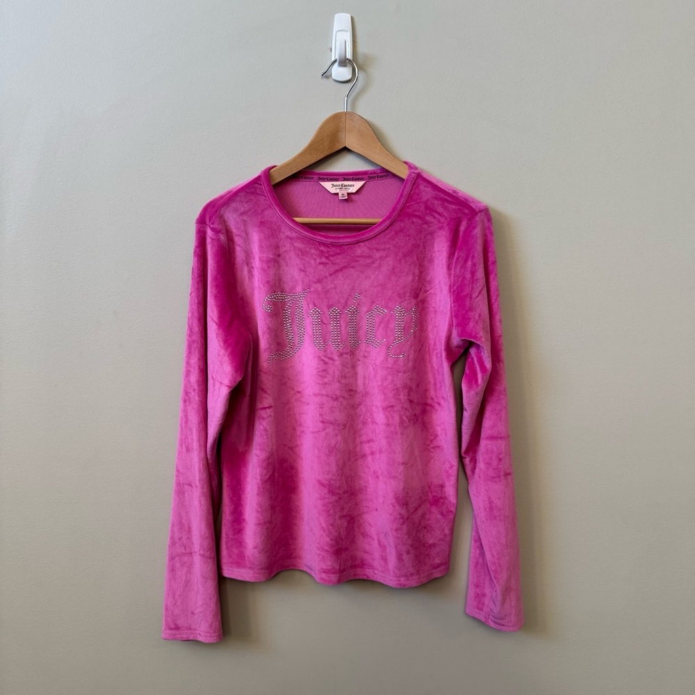Juicy couture sleepwear velour soft pullover pink stuffed logo top